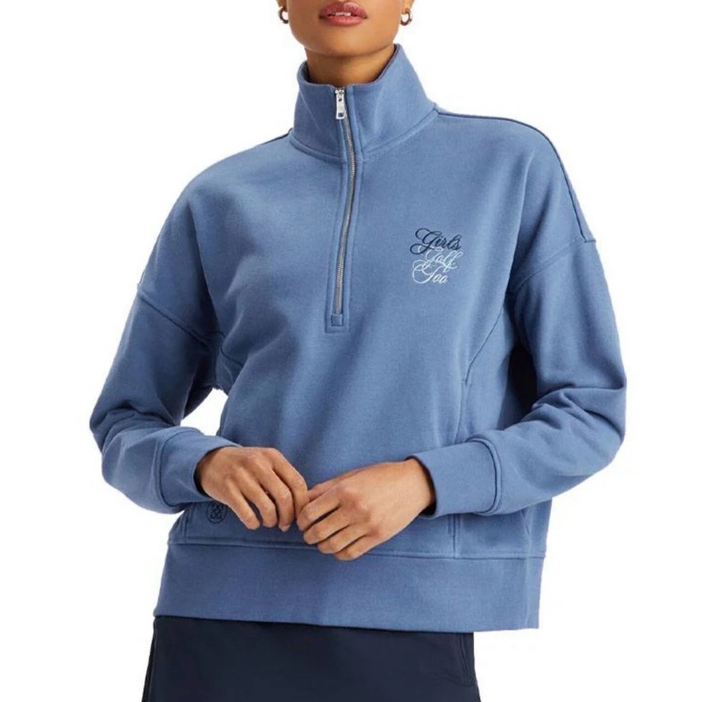 G/FORE Girls Golf Too French Terry Quarter Zip Boxy Golf Pullover